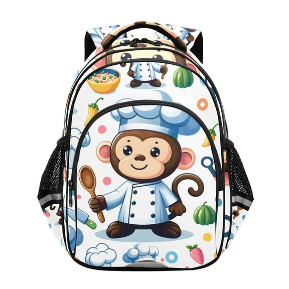 ALAZA Cartoon Monkey Chef School Backpack Elementary Bag Bookbag Travel Rucksack
