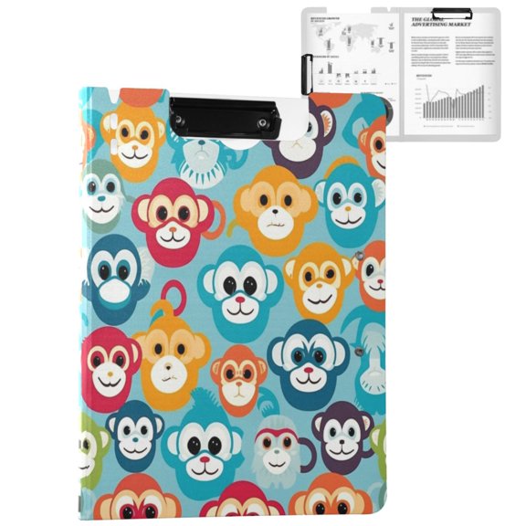 ALAZA Cartoon Monkey Cute A4 Foldable Clipboard 360 Degree Folder Binder
