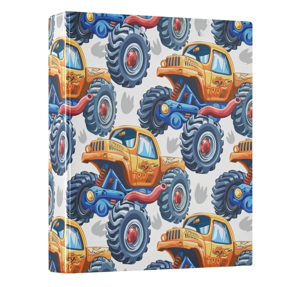 ALAZA Cartoon Monster Truck 3 Ring Binder 1.5 Inch Three Ring Office Binders w/ clipboard & 3 pockets, Hold 200 Sheets, 1 pc