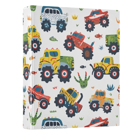 ALAZA Cartoon Monster Truck 3 Ring Binder 1.5 Inch Three Ring Office Binders w/ clipboard & 3 pockets, Hold 200 Sheets, 1 pc