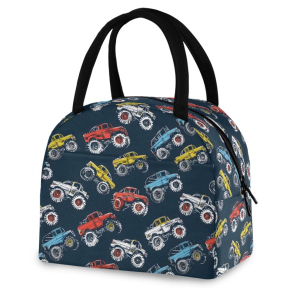 ALAZA Cartoon Monster Trucks Comic Insulated Lunch Box Reusable Cooler Tote Bag Work Office Picnic