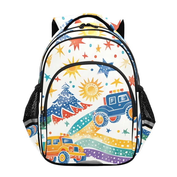 ALAZA Cartoon Monster Trucks School Backpack Elementary Bag Bookbag Travel Rucksack