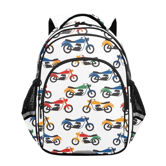 ALAZA Cartoon Motorbikes School Backpack Elementary Bag Bookbag Travel Rucksack