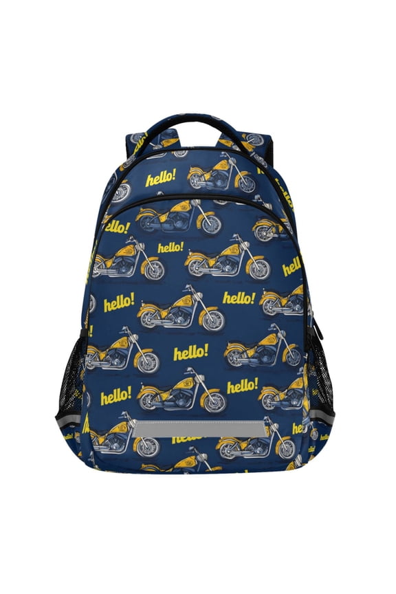 Cartoon Motorcycle-m1 Pattern Backpack Elementary School Bags Student Bookbag Travel Rucksack