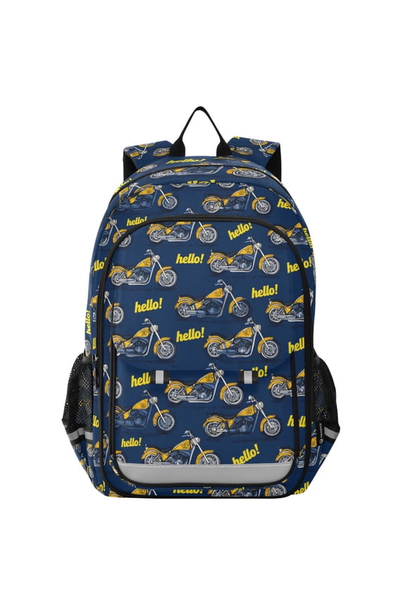 Cartoon Motorcycle-m1 School Laptop Backpack Travel Bag Casual Student Bookbag Rucksack