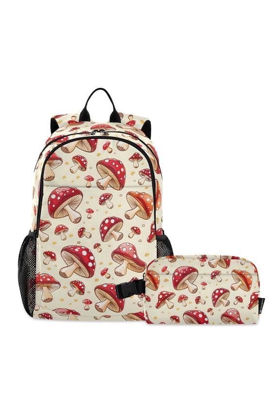 Cartoon Mushrooms School Backpack Lunch Box Set Student Bookbag