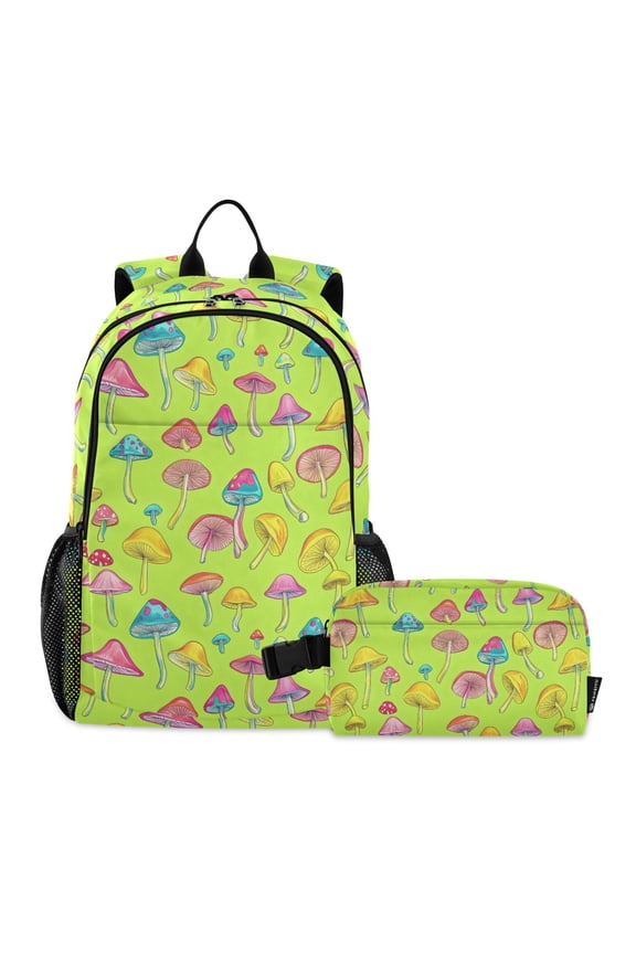 Cartoon Mushrooms School Backpack Lunch Box Set Student Bookbag