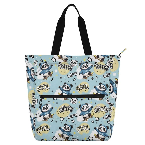 ALAZA Cartoon Pandas Skating School Book Bag Kids Tote Bags Handbag