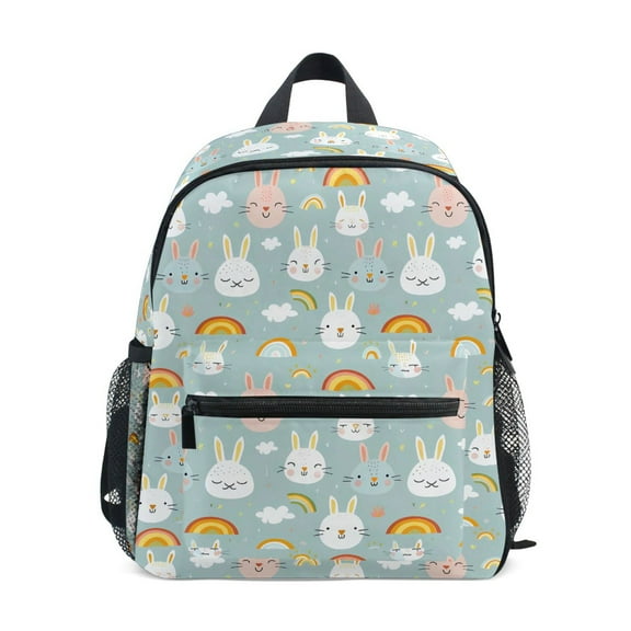 ALAZA Cartoon Rabbits and Rainbows School Backpack Small Bookbag Mini Bags