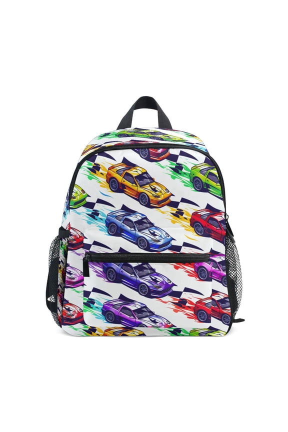 Cartoon Race Cars School Backpack Small Bookbag Mini Bags