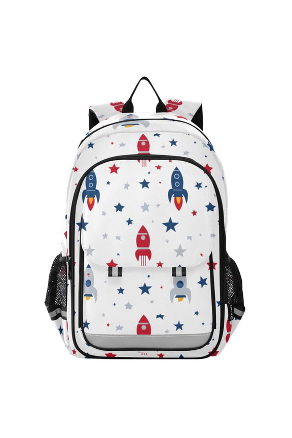 Cartoon Rockets Stars Laptop Backpack Purse Travel Bag Casual School Bookbag Rucksack for Women Men