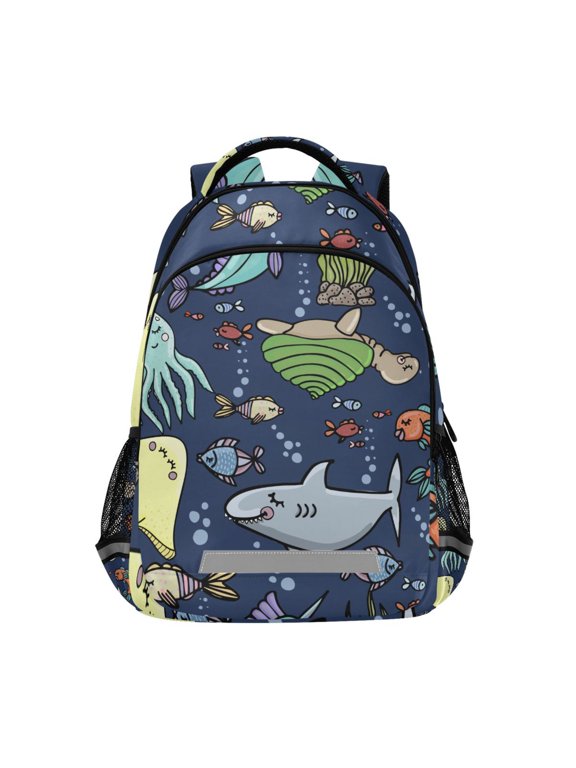 Cartoon Sea Turtles Animals and Fish Backpack Elementary School Bag Bookbag Travel Rucksack