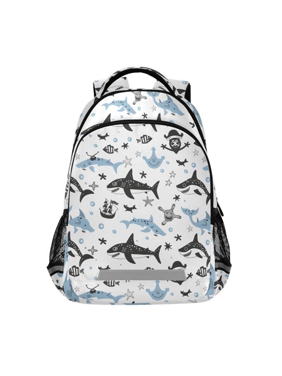 Cartoon Shark Fish Backpack Elementary School Bag Bookbag Travel Rucksack