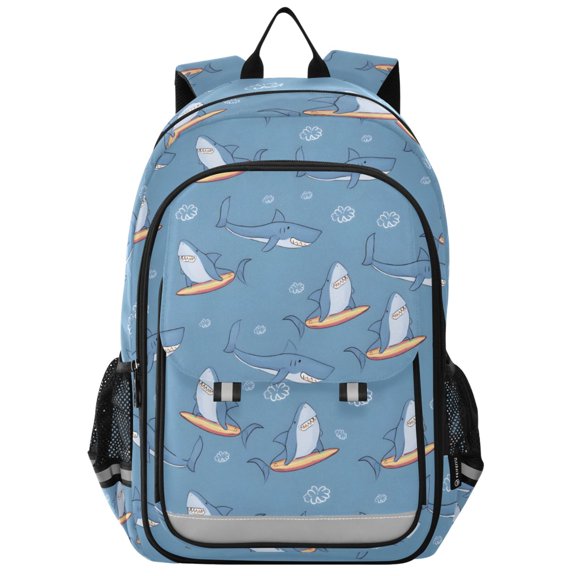 ALAZA Cartoon Sharks on Surfboard Laptop Backpack Purse Travel Bag Casual School Bookbag Rucksack for Women Men