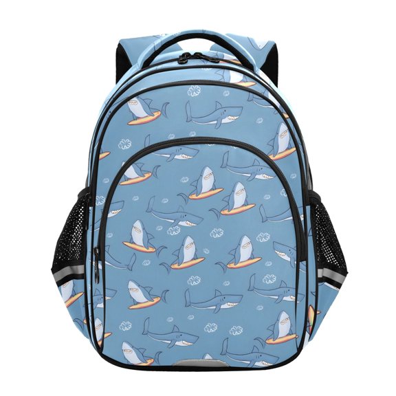 ALAZA Cartoon Sharks on Surfboard School Backpack Elementary Bag Bookbag Travel Rucksack