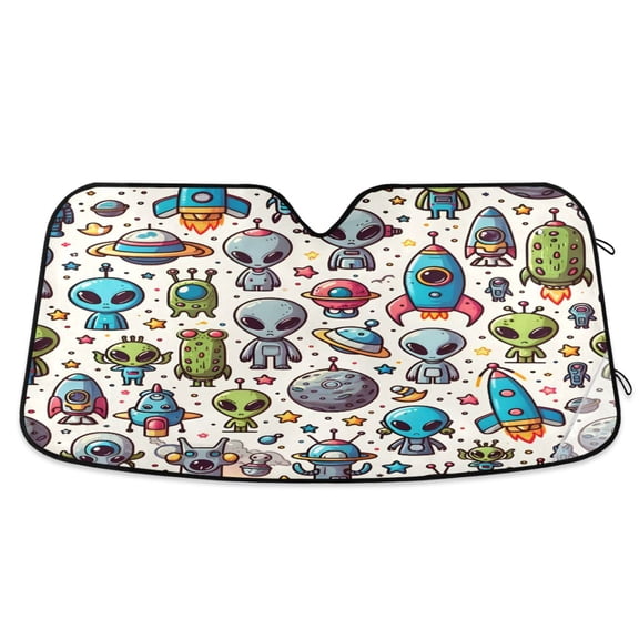 ALAZA Cartoon Space Abstract Universe Windshield Sun Shade Car Foldable Visor Block UV Rays Protector 55"x27.6"