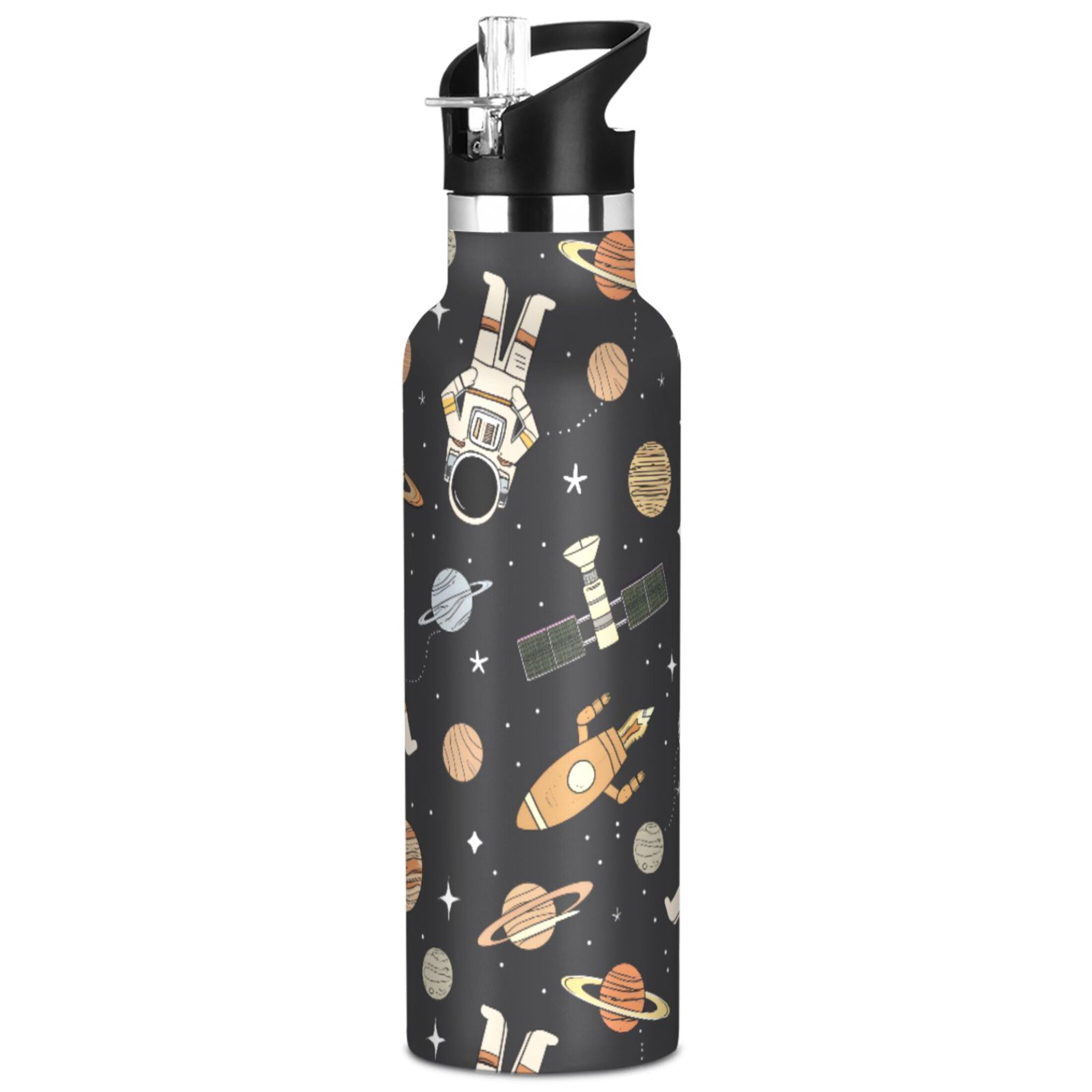 ALAZA Cartoon Space Astronaut Pattern Stainless Steel Water Bottle