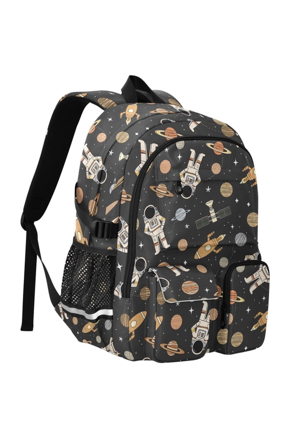 Cartoon Space Astronaut Print Student Backpack School Bookbag Large Laptop Daypack Travel Bag