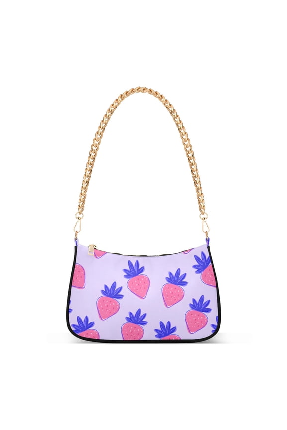 Cartoon Strawberry Pattern Women's Chain Shoulder Bag Hobo Handbag Tote Crossbody Purse