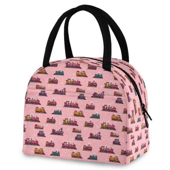 ALAZA Cartoon Trains Insulated Lunch Box Reusable Cooler Tote Bag Work Office Picnic