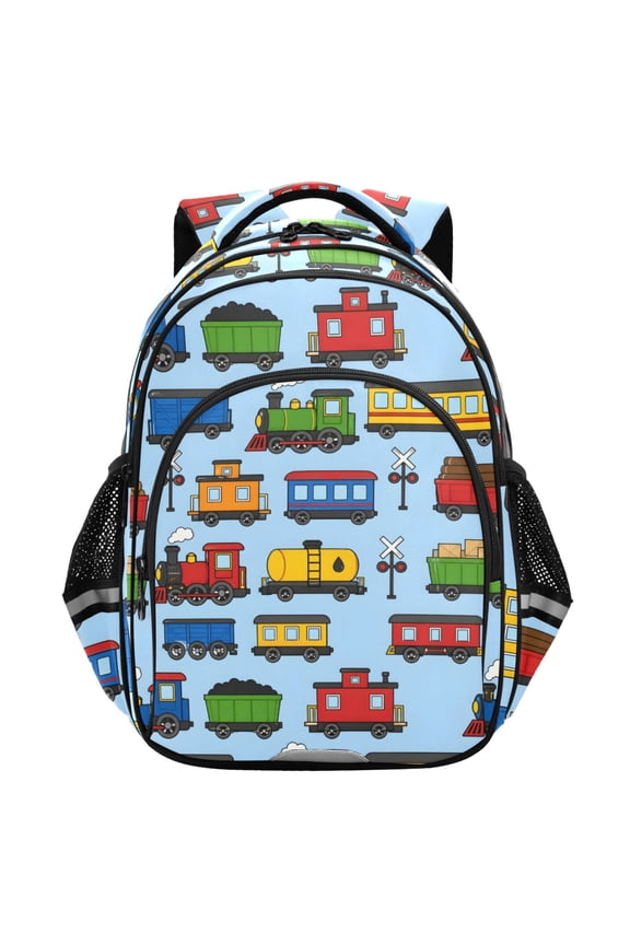 Cartoon Trains School Backpack Elementary Bag Student Bookbag Travel Rucksack