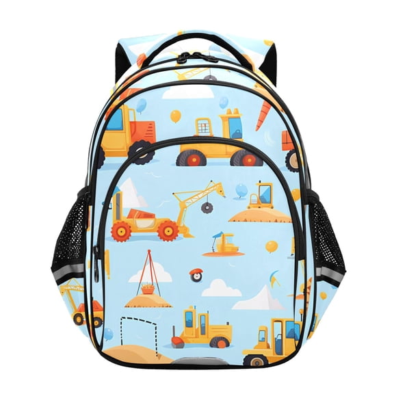 ALAZA Cartoon Truck Blue Excavator School Backpack Elementary Bag Bookbag Travel Rucksack