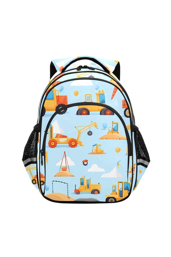 Cartoon Truck Blue Excavator School Backpack Elementary Bag Bookbag Travel Rucksack