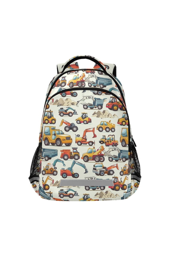 Cartoon Truck Engineering Excavator Bulldozer Backpack Elementary School Bag Bookbag Travel Rucksack