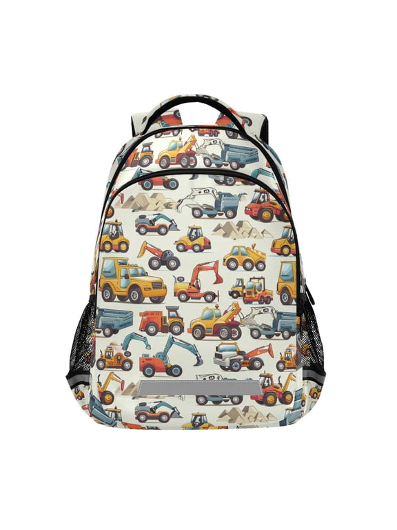 Cartoon Truck Engineering Excavator Bulldozer Backpack Elementary School Bag Bookbag Travel Rucksack