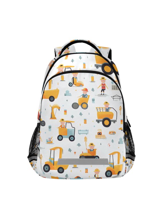 Cartoon Truck Excavator Engineer Backpack Elementary School Bag Bookbag Travel Rucksack