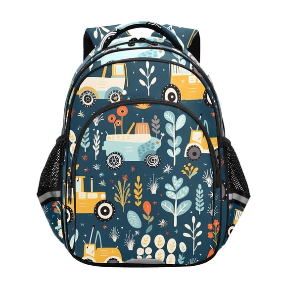 ALAZA Cartoon Truck Excavator Leaves School Backpack Elementary Bag Bookbag Travel Rucksack