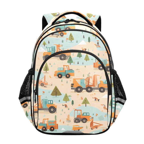 ALAZA Cartoon Truck Excavator Trees School Backpack Elementary Bag Bookbag Travel Rucksack