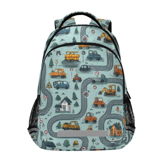 ALAZA Cartoon Truck Excavators Backpack Elementary School Bag Bookbag Travel Rucksack