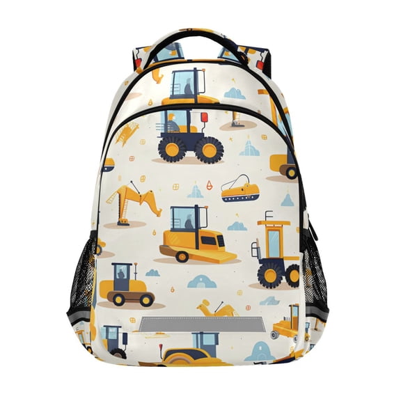 ALAZA Cartoon Trucks Excavator Backpack Elementary School Bag Bookbag Travel Rucksack