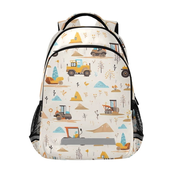 ALAZA Cartoon Trucks Excavator Backpack Elementary School Bag Bookbag Travel Rucksack