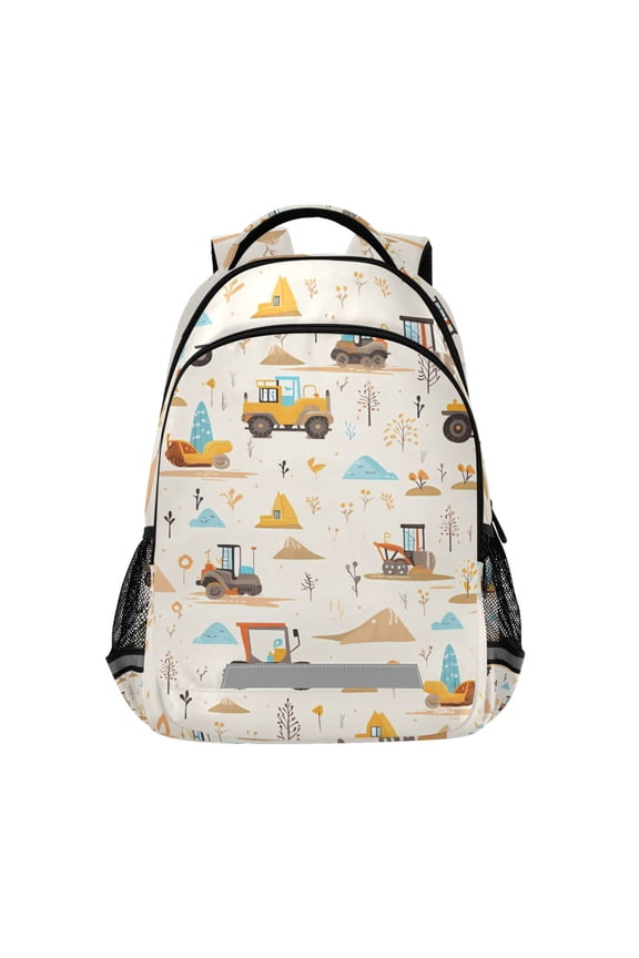 Cartoon Trucks Excavator Backpack Elementary School Bag Bookbag Travel Rucksack