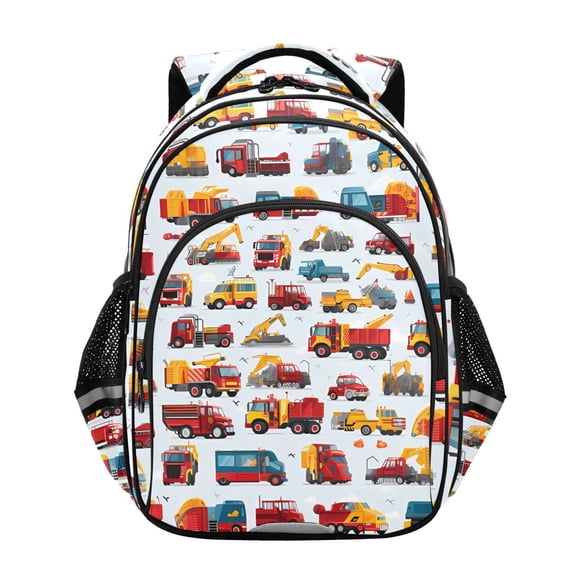ALAZA Cartoon Trucks Excavators School Backpack Elementary Bag Bookbag Travel Rucksack