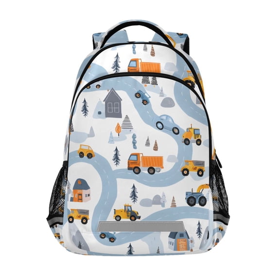 ALAZA Cartoon Trucks Vehicle-t1 Backpack Elementary School Bag Bookbag Travel Rucksack