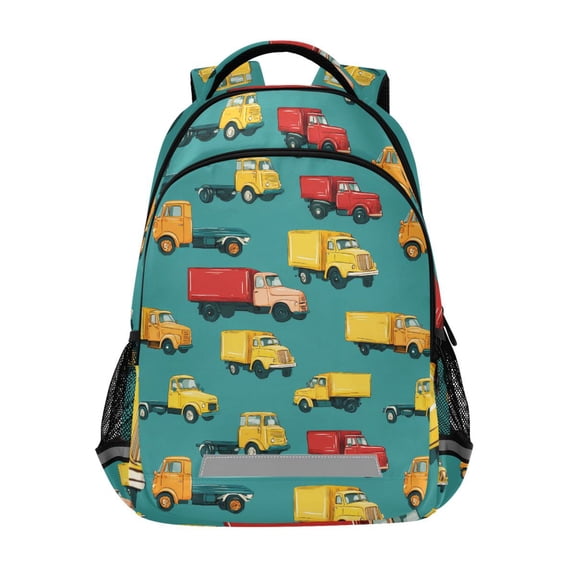 ALAZA Cartoon Trucks Vehicle-t2 Backpack Elementary School Bag Bookbag Travel Rucksack