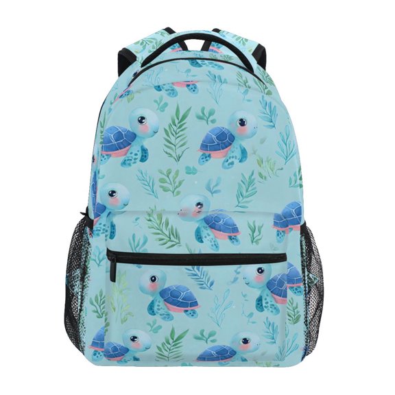 ALAZA Cartoon Turtles Leaves Pattern School Backpack Elementary Bookbag Laptop Bags Travel Daypack