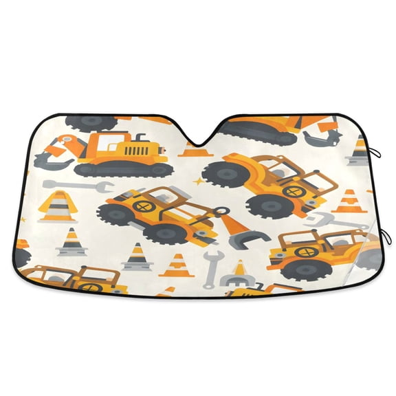ALAZA Cartoon Vehicles Trucks Windshield Sun Shade Car Foldable Sun Visor Block UV Rays Protector 53"x23.5"