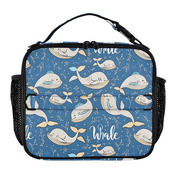 ALAZA Cartoon Whale Lunch Box Insulated Lunch Bag Cooler Tote with Shoulder Strap