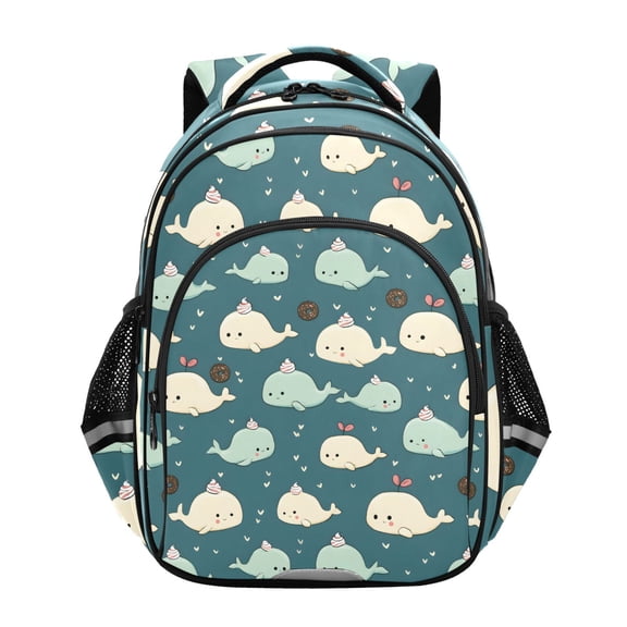 ALAZA Cartoon Whales School Backpack Elementary Bag Bookbag Travel Rucksack