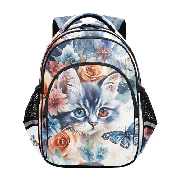 ALAZA Cat Butterfly Flower School Backpack Elementary Bag Bookbag Travel Rucksack