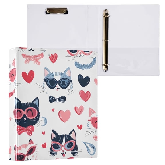 ALAZA Cat Cartoon Hardcover 3 Ring Binder 1.5" Round Rings Interior Pockets Binders Organizer 1 Pack