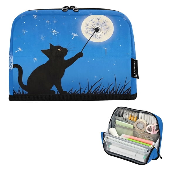 ALAZA Cat Dandelion Night Pencil Case Pen Pouch Bag Large Capacity Organizer