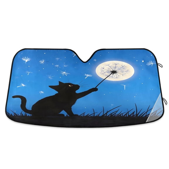 ALAZA Cat Dandelion Night Windshield Sun Shade Car Foldable Sun Visor Block UV Rays Protector 55"x27.6"