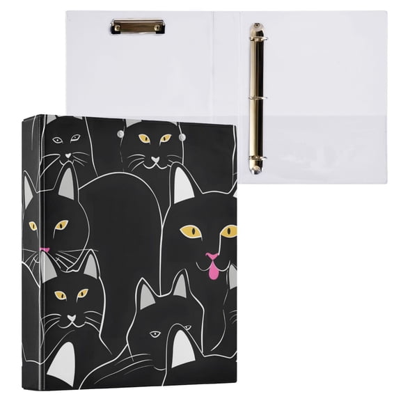 ALAZA Cat Doodle Hardcover 3 Ring Binder 1.5" Round Rings Interior Pockets Binders Organizer 1 Pack