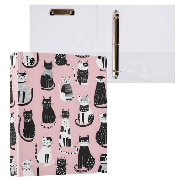 ALAZA Cat Geometry Art Hardcover 3 Ring Binder 1.5" D-Rings with Interior Pockets Binders School 1 PC