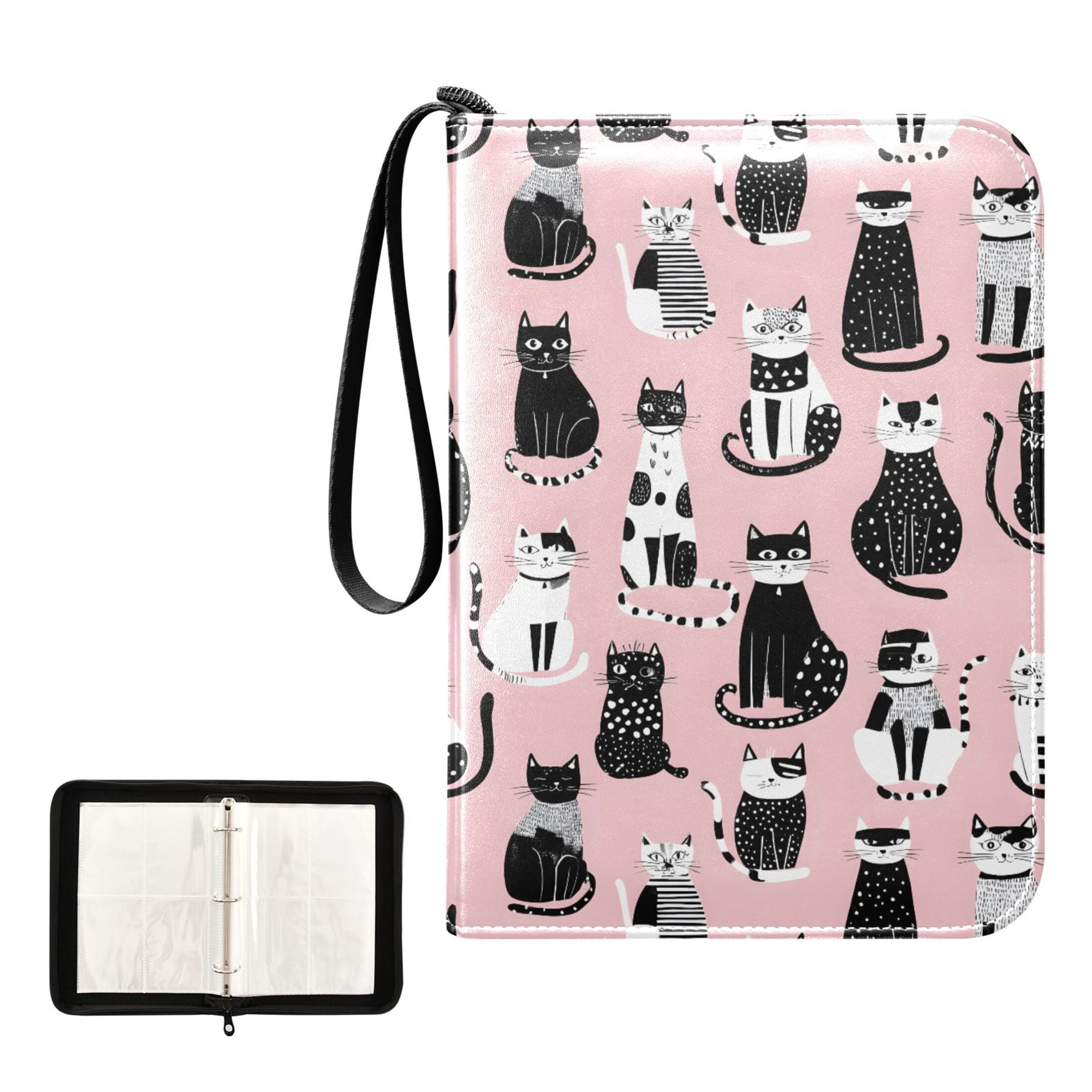 ALAZA Cat Geometry Art Trading Card Binder 4 Pocket Cards Collection Album 400 Folder Holder